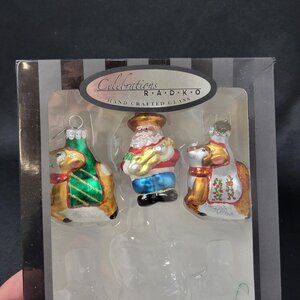Celebrations by Radko 2 Glass Christmas Ornaments Reindeer 2014 See Notes